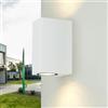 Licht-Erlebnisse Faretto casa parete esterna, lampada da parete esterna, luce up down, bianco, luce da parete esterna, terrazza, balcone, H:15,5 cm, IP44, resistente alle intemperie, 2 luci, illuminazione esterna