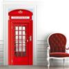 HATEGE Adesivi per Porte Interne 3D Cabina Telefonica Rossa Adesivo Porta Autoadesivo Londra Pellicola Adesiva Poster Sticker Murale Parete per Camera da Letto, Soggiorno, 77x200 cm M-O3171