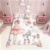 feelingyou Set di biancheria da letto con copripiumino da principessa ballerina da sogno, scarpe da balletto (senza imbottitura), romantico set di biancheria da letto con rose rosa, fiori e cigni bianchi, con 1