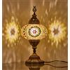 DEMMEX Lampada da tavolo turca, lampada da tavolo a mosaico turco marocchino, lampada da comodino, lampada in vetro a mosaico colorato stile Tiffany, fatta a mano, 36 cm