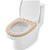Uteruik Copriwater Morbido in Peluche, Rivestimento WC Lavabile ed Elastico, Cuscino Beige 30 cm per Sedili U V O