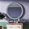 BST FURNH Specchio Rotondo con Cristalli 60 cm, Specchio da Parete Decorativo Argento Glitterato per Soggiorno, Ingresso e Camera da Letto
