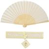 Hileyu Ventagli a Mano,Ventaglio di Seta con Scatola Regalo Ventaglio Cinese Pieghevole a Mano in Tessuto di Seta e Costole di Bambù Ventagli Pieghevoli per la Decorazione delle Pareti (Beige)