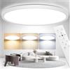 Oumida Plafoniera LED Soffitto Dimmerabile Moderno,24W Lampada da Soffitto con Telecomando,3000-6500K Plafoniera Bagno IP44 Impermeabile Lampadario Rotonda per Cameretta,Cucina,Soggiorno (30CM)