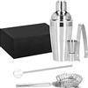 SPRINGOS Shaker - Set da cocktail in acciaio inox, 5 pezzi, per bevande miste, regalo per cocktail esotici, 550 ml, pinza per gelato, misurino per principianti e baristi