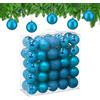 Relaxdays Palline di Natale, Set 50 Palle Albero, Addobbi Natalizi, ∅ 6 cm, in Plastica Opaca, Lucida, Glitter, Petrolio