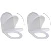 vidaXL 2X Copriwater a Chiusura Rallentata Plastica Bianco Sedile Tavoletta WC