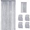 Bcuuozeeing 4 tende a fili per porta, 100 x 200 cm, con glitter, divisorio, tenda a filo, zanzariera per camera, adatta per matrimoni, caffè, ristoranti, porte