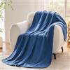 VANJOROY Coperta in 100% cotone, 6 strati di mussola biologica, morbida, accogliente, leggera, grande, per letto, copriletto e divano, coperta in garza per tutte le stagioni, blu, 200 x 230 cm