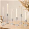Gyism Set di 6 portacandele in metallo, 16/14/8,5 cm, 3 diverse altezze, per matrimoni, decorazioni da tavolo, decorazioni per camini e cene (argento)