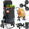 MONZANA Carrello Spesa 3in1 56L fino a 50 kg Borsa Pieghevole Rimovibile 6 Ruote Carrellino Portaspesa carrello Trolley Nero