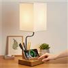OUTON Lampada da Tavolo senza Fili con Portapenne, Lampada da Comodino LED