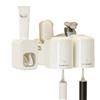 letuxaamz Porta Spazzolini Elettrici, Porta Spazzolino Porta Spazzolino Elettrico da Muro Aderente Organizer Bagno, Set Color Crema con 2 Bicchieri Dispenser Dentifricio e 4 Alloggiamenti