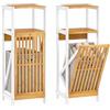 Ma Maison Mobile Portabiancheria in Legno MDF 36X33X98h CM - con Struttura, 2 Ripiani, Anta a Ribalta, Cesto in Tessuto, Bagno, Lavanderia, Piedini, Sacco Estraibile, Salvaspazio - Bicolore (Bianco)