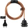 Hoopzi Bala Lampada Decorativa da Appendere, Fissare o Avvolgere | Cavo elettrico in tessuto da 4,5 m, portalampada E27, spina e interruttore, sospensione, colore rame