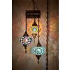 DEMMEX Turkish Moroccan Mosaic Hardwired Ceiling Chandelier Light, Handmade 3-Globe Hanging Pendant Lamp, Boho Mosaic Glass, 105 cm Height, Personalizable