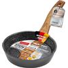 STONELINE BACK TO NATURE Padella 14 cm Effetto Legno, Padella Antiaderente Mini Piccola Padella per Uova, Rivestimento Antiaderente con Vere Particelle di Pietra, a Induzione, Tutti i Piani Cottura