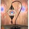 DEMMEX Lampada da tavolo turca con mosaico marocchino - Realizzata a mano in vetro colorato stile Tiffany con collo di cigno, luce per comodino o scrivania, illuminazione artistica boho per camera da