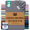 Utopia Bedding Topper Lenzuolo con Angoli - 200x200cm - Grigio