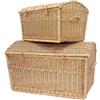 Weeco - Cestino in vimini da 60 cm e 80 cm - A forma di pirata - per riporre coperte libri, giocattoli o altri oggetti - Cesto con coperchio - Cesto con manico - Baule di vimini.
