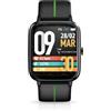 TECHMADE MOVE Smartwatch Unisex con Contapassi, Frequenza Cardiaca, Sonno, Sport CON GPS INTEGRATO, per attività in door e out door | Android e iOS (cinturino nero con riga verde)