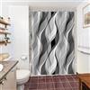 Uiiooazy Tenda Doccia Antimuffa, Tenda da Doccia 150x180cm Grigio Righe Sfumata Nero Astratta Geometrico Motivo Tende da Bagno Tessuto Lavabile Impermeabile Tende per Vasca da Bagno con 10 Anelli