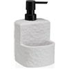 Generico Dispenser Sapone Cucina con Porta Spugna - Dosatore per Detersivo Piatti in Resina Effetto Marmo - Dispenser Sapone Liquido con Pompa per Cucina e Bagno (Bianco Effetto Pietra)