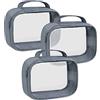 Moyad Set 3 Beauty Case Grande Trasparente TSA con Maniglia Aereo, Grigio L