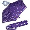 iX-brella Mini ombrello per bambini Safety Reflex, extra leggero, Raindrops viola automatico, 93 cm, Ombrello tascabile per bambini con apertura e chiusura automatica