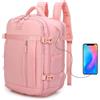 BRIJAY Zaino da Cabina Espandibile Ryanair 40x30x20-25 cm (24L) con sacca per scarpe,Zaino casual impermeabile ed espandibile,resitente Zaino da escursione, scuola e lavoro,Multiuso (rosa, L)