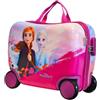CARTOON Trolley Cavalcabile Frozen II Bambina Valigia Bagaglio a Mano 40 cm ABS con 4 Ruote Elsa Anna Olaf Seggiolino Bambini Chiusura a Combinazione Leggero e Resistente Rosa