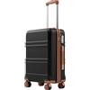KONO Valigia Trolley Bagaglio a Mano 55x38x20 TSA (20, Nero/Marrone)