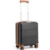 KONO Valigia Trolley Bagaglio a Mano easyJet 45x36x20 (16, Nero/Marrone) | Valigia easyJet da 28 L in ABS+PC con 4 ruote doppie girevoli e lucchetto a combinazione, ideale per viaggi brevi.