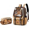 JIABAOZ Zaino Capibara Scuola Elementare, Zaino per Bambino Capibara con Astuccio e Portachiavi, Cartone Animato Borsa Scuola di Grande Capacità per Ragazze e Ragazzi (N)