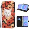 Choeeu ChoosEU Cover per Samsung Galaxy A57 5G Custodia in Pelle Silicone Portafoglio Flip Case Elegante Disegni Colorate Fiore Fiori Motivo per Ragazze Donne Antiurto Protettiva Cover Stand a Libro - Gatto