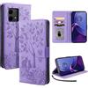 LSPCASA Protettiva Case Per Motorola Moto G84 5G 6.5 Pollici Funzione Stand Cover Moto G84/XT2347 Con Cinturino Da Polso Staccabile Cover Moto G84/XT2347 Con Slot Per Schede Viola