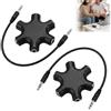 JRILUO 2 splitter audio multi jack per cuffie con 2 cavi neri, splitter per cuffie con connettore da 3,5 mm, collega fino a cinque dispositivi contemporaneamente, per musica, giochi, viaggi, scuola