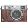 MUZIRI KINOKOO Custodia Fuji X100VI in Pelle PU, Mezza Custodia Protettiva Compatibile per Fotocamera Fujifilm X100VI Facile da Trasportare - con Fondo Apribile e Design con Impugnatura - Caffè