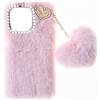 BLOTECH Custodia per Redmi 13X 4G Guscio Peloso, Cover Peluche Morbido Peloso Ciondolo Love Inverno Soffice Caldo Hairball Protettiva Fluffy Cover Bambine Fatto a Mano Copertura Caso,Rosa