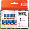 Nalifystic 266 267 T266 T267 Inchiostri compatibili con EPS 2661 T2661 T2670 T-2661 T-2670 per stampanti Workforce WF-100W WF-110W con inchiostro pigmentato (8 pezzi, 5 nero, 3 colori)