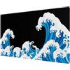 Anpollo Tappetino per mouse da gioco, XXL, 900 x 400 mm, impermeabile, con base in gomma antiscivolo, bianco e nero
