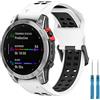 Miimall Cinturino in silicone rapido da 26 mm compatibile con Garmin Fenix 7X, band sportivo morbido traspirante leggero impermeabile regolabile a sgancio rapido strap per Garmin Fenix 7X-bianco+nero