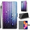 KENHONER Custodia per Samsung Galaxy A10, gocce d'acqua | Portafoglio Pelle PU, Magnetica, Resistente Agli Urti, Scomparto Carte Credito, Pieghevole, Flip Libro, Motivo