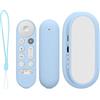 kwmobile 2X Custodia Silicone Compatibile con Google TV Streamer 4K - Cover Protettiva Salva Telecomando TV Antiscivolo Softcover Blu Chiaro