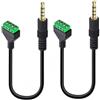 Taikuwu 2 cavi adattatore jack da 3,5 mm su morsetto a vite a 4 poli, cavo audio TRRS placcato oro, 30 cm, per cuffie, microfono, altoparlante, PC, cablaggio audio fai da te