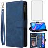 Asuwish Custodia per Huawei P Smart Z/Honor 9X, con pellicola protettiva e scomparto per carte di credito, pieghevole, in pelle, con chiusura lampo, Hawaii Y9 Prime 2019 STK-L21 STK-LX1, colore: blu