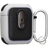 kwmobile Cover per Apple Airpods 1 & 2 Case - Custodia per Airpods Pro 2 Generazione - Porta Cuffie con Chiusura Sicura - Adatta a Ricarica e Trasporto - bianco/nero
