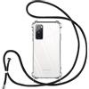 Vauki Cover con Cordino per Samsung Galaxy S20 FE 5G,Custodia con Laccio Collana Tracolla Trasparente Silicone TPU+PC Bumper Back Antigraffio Proteggere Case Corda per Samsung S20 FE 5G,Nero