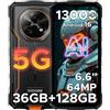 DOOGEERugged FIRE 7 Rugged Smartphone 5G, 13000 mAh Telefono Indistruttibile Android 16, 6,6 +90Hz, 36GB+128GB, Fotocamera da 64 MP, MediaTek Dimensity 6300/IP68/IP69K/MIL-STD-810H, NFC