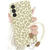 Ciciber Ttusy Custodia protettiva per Samsung Galaxy A57 5G con cinturino e cordoncino, in silicone, con motivo leopardato, per donne e ragazze, beige
